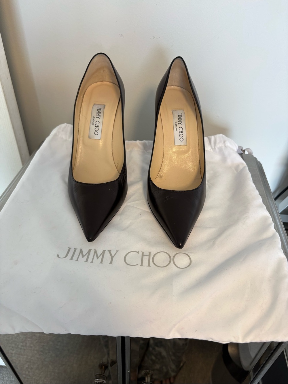Jimmy Choo Black Pointed Leather Pumps